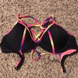 Pink Strappy Push Up Bikini Top